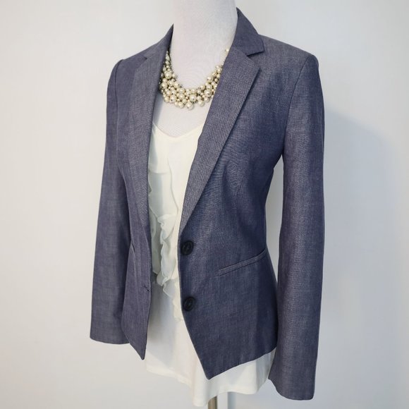 Express Jackets & Blazers - EXPRESS Size 0 Blue Chambray Suit Jacket Blazer